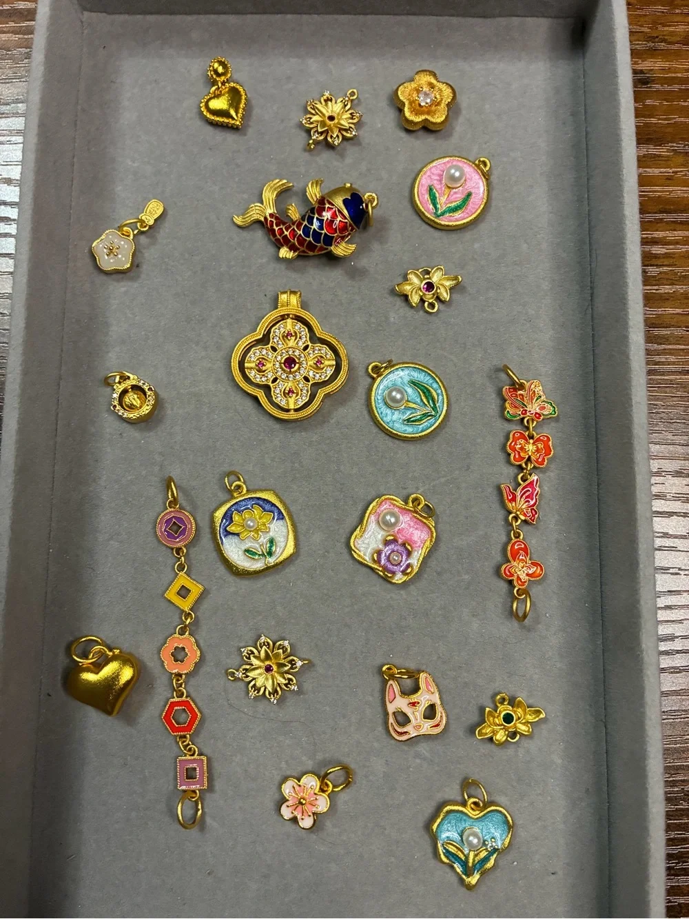 Lot of Gold Plated and Enamel Charm Set- 20 pieces